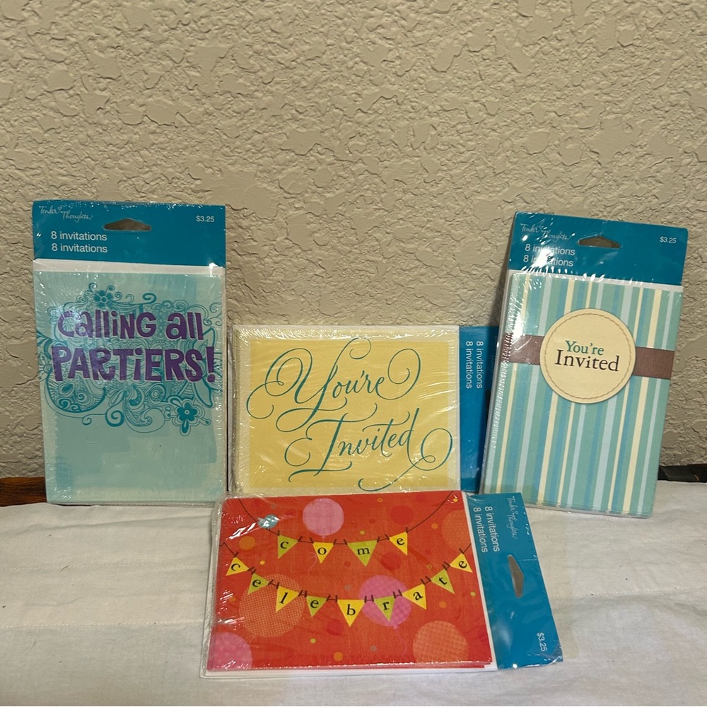 Invitations for every occasion! 4 pks for $5, 36 Cards and  Envelopes-mix/match